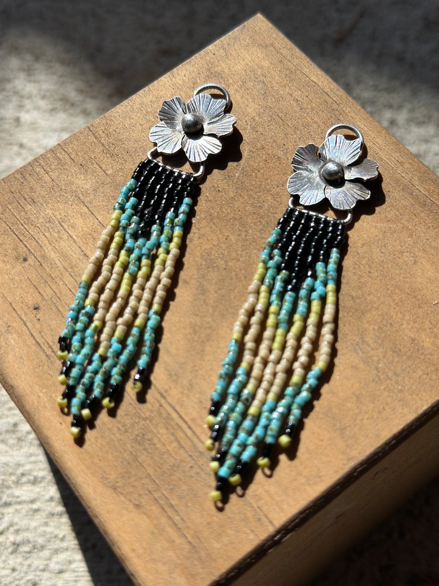 Beaded Flower Earrings— Made to order