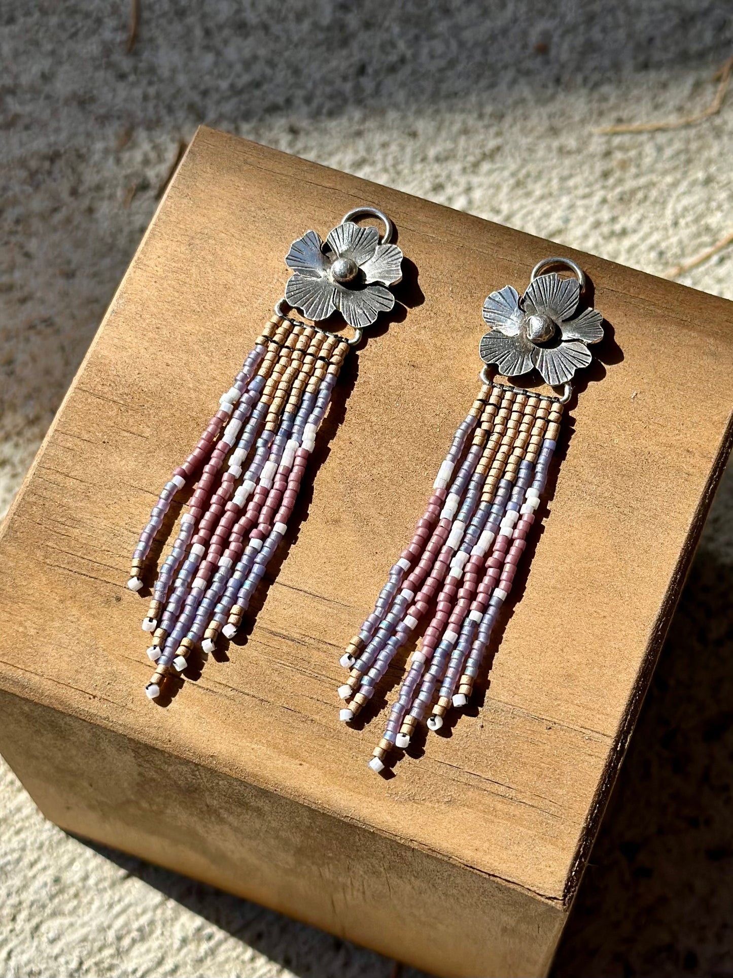 Beaded Flower Earrings— Made to order