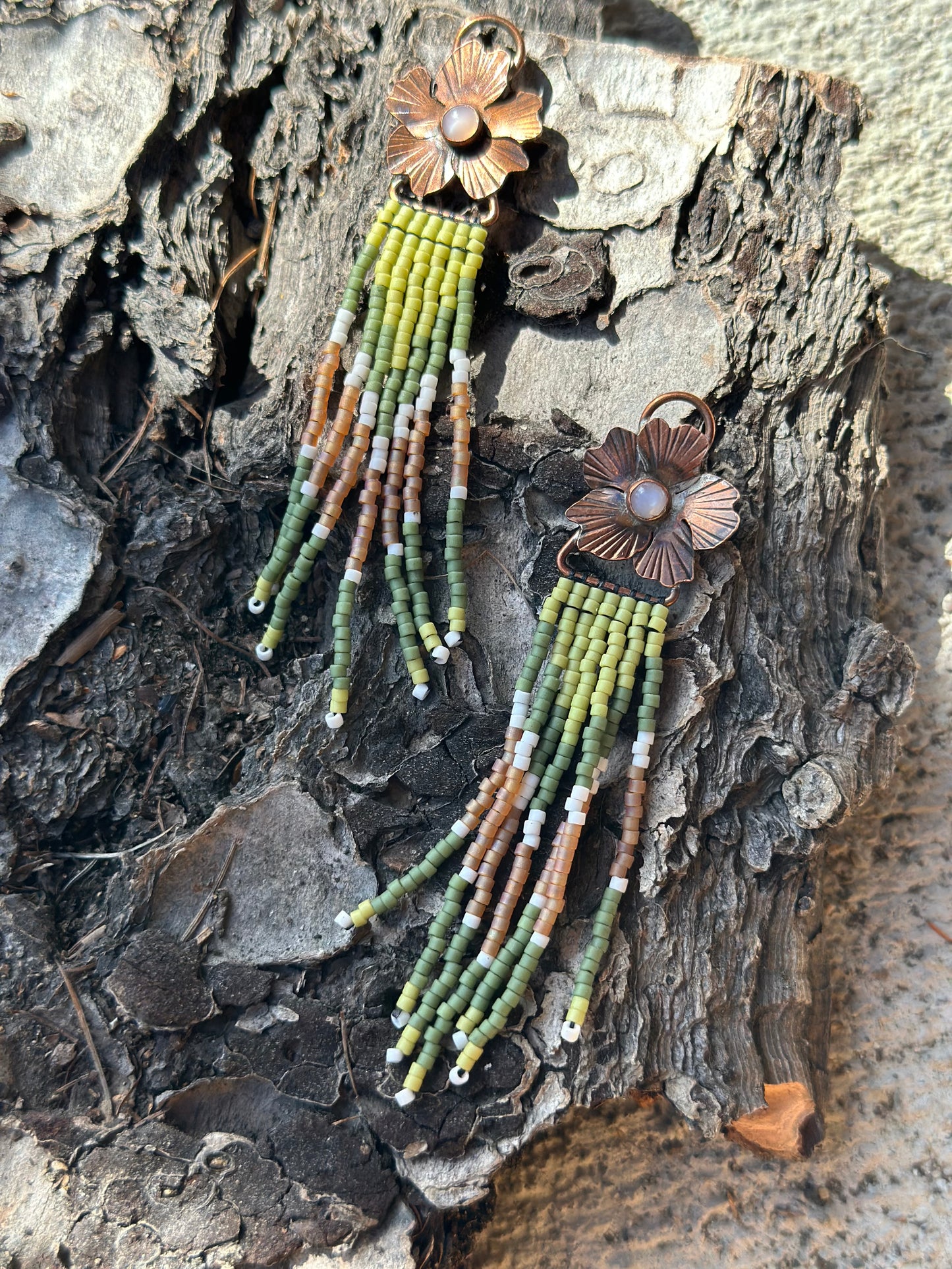 Beaded Flower Earrings— Made to order