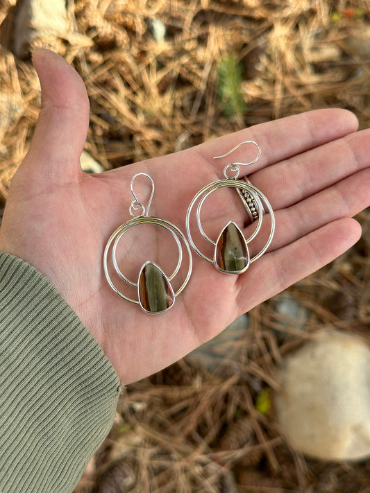 Polychrome Jasper Double Hoops
