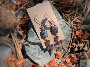 Lightning bolt gemstone earrings