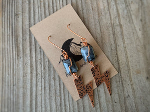 Lightning bolt gemstone earrings